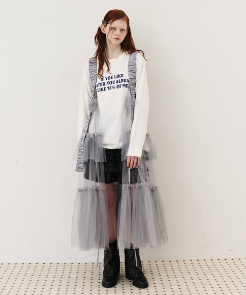 J1U by LA BELLE ETUDE(ジユウバイラベルエチュード)の「IF YOU LIKE Long Tee(Tシャツ/カットソー・レディース・ブルー/チャコールグレー/レッド・0/1)」の5枚目の写真