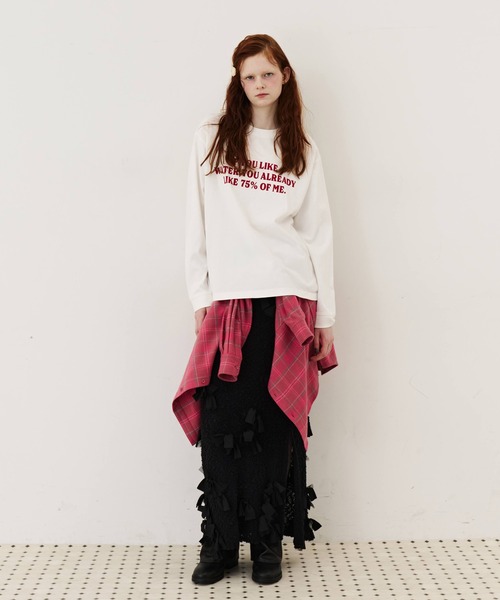 J1U by LA BELLE ETUDE(ジユウバイラベルエチュード)の「IF YOU LIKE Long Tee(Tシャツ/カットソー・レディース・ブルー/チャコールグレー/レッド・0/1)」の17枚目の写真