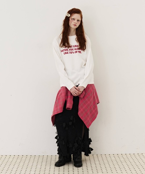 J1U by LA BELLE ETUDE(ジユウバイラベルエチュード)の「IF YOU LIKE Long Tee(Tシャツ/カットソー・レディース・ブルー/チャコールグレー/レッド・0/1)」の18枚目の写真