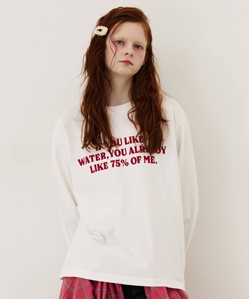 J1U by LA BELLE ETUDE(ジユウバイラベルエチュード)の「IF YOU LIKE Long Tee(Tシャツ/カットソー・レディース・ブルー/チャコールグレー/レッド・0/1)」の15枚目の写真