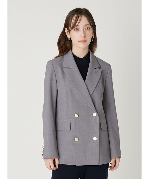 FRAY I.D（フレイアイディー）の「ダブルブレストシンプルジャケット／ウォッシャブル（テーラードジャケット・レディース・グレー/ライトブルー/ベージュ/ネイビー・0/1）」の6枚目の写真