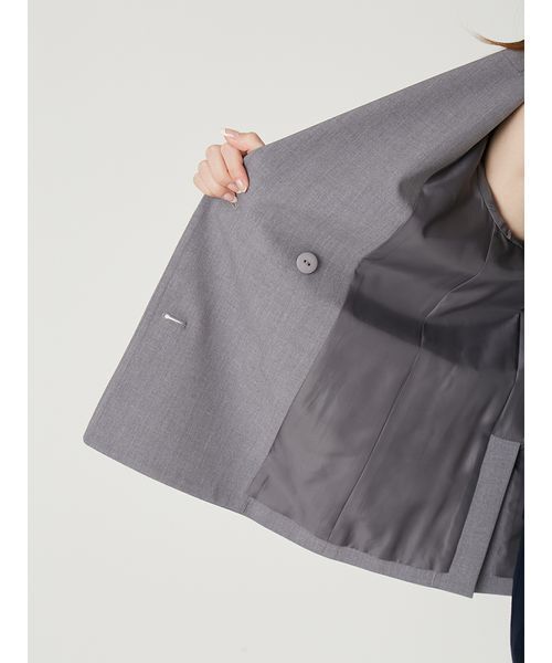 FRAY I.D（フレイアイディー）の「ダブルブレストシンプルジャケット／ウォッシャブル（テーラードジャケット・レディース・グレー/ライトブルー/ベージュ/ネイビー・0/1）」の13枚目の写真