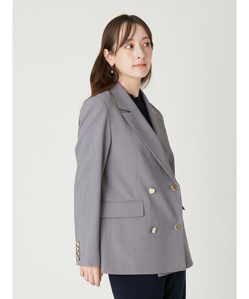 FRAY I.D（フレイアイディー）の「ダブルブレストシンプルジャケット／ウォッシャブル（テーラードジャケット・レディース・グレー/ライトブルー/ベージュ/ネイビー・0/1）」の14枚目の写真