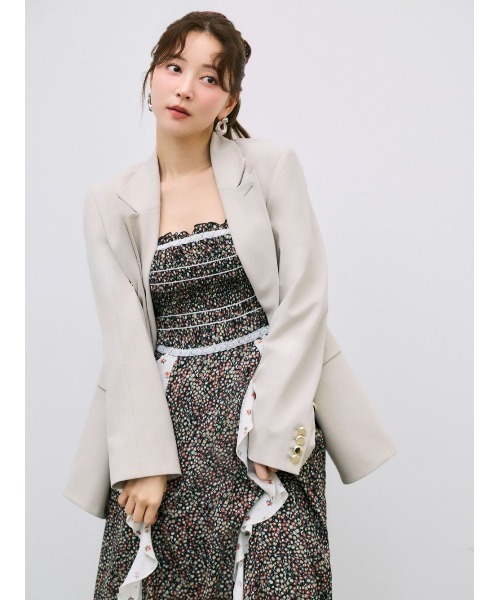 FRAY I.D(フレイアイディー)の「ダブルブレストシンプルジャケット/ウォッシャブル(テーラードジャケット・レディース・グレー/ライトブルー/ベージュ/ネイビー・0/1)」の1枚目の写真