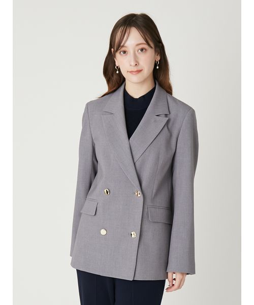 FRAY I.D（フレイアイディー）の「ダブルブレストシンプルジャケット／ウォッシャブル（テーラードジャケット・レディース・グレー/ライトブルー/ベージュ/ネイビー・0/1）」の2枚目の写真