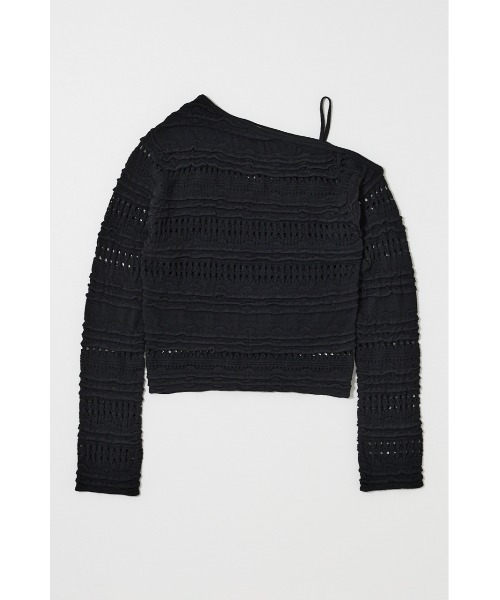 MOUSSY(マウジー)の「【26年SS新作】RANDOM STRIPE OFF SHOULDER トップス(ニット/セーター・レディース・ブルー系その他/イエロー系その他/ブラック/アイボリー/杢グレー・FREE)」の6枚目の写真