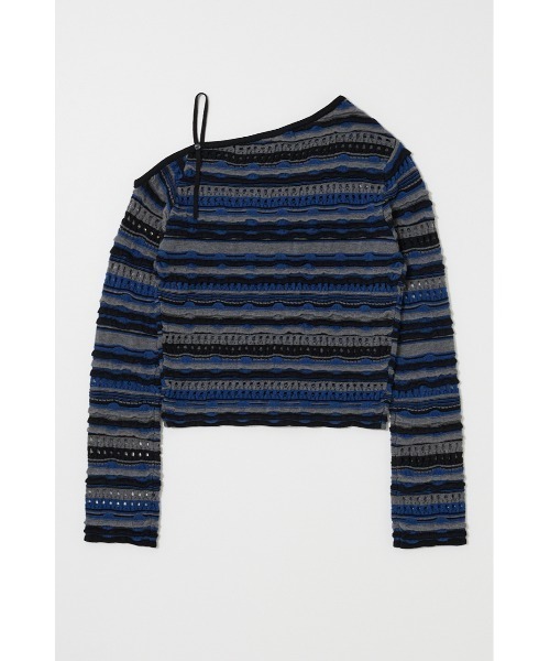 MOUSSY(マウジー)の「【26年SS新作】RANDOM STRIPE OFF SHOULDER トップス(ニット/セーター・レディース・ブルー系その他/イエロー系その他/ブラック/アイボリー/杢グレー・FREE)」の8枚目の写真