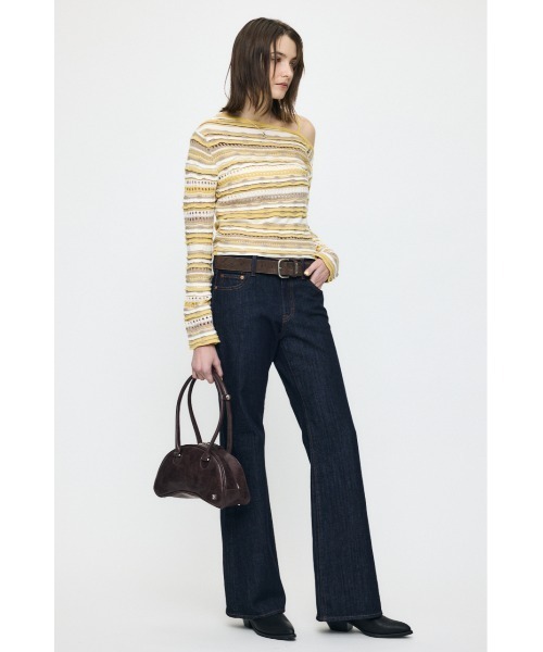 MOUSSY(マウジー)の「【26年SS新作】RANDOM STRIPE OFF SHOULDER トップス(ニット/セーター・レディース・ブルー系その他/イエロー系その他/ブラック/アイボリー/杢グレー・FREE)」の12枚目の写真
