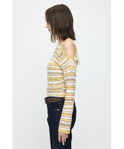 MOUSSY(マウジー)の「【26年SS新作】RANDOM STRIPE OFF SHOULDER トップス(ニット/セーター・レディース・ブルー系その他/イエロー系その他/ブラック/アイボリー/杢グレー・FREE)」の16枚目の写真