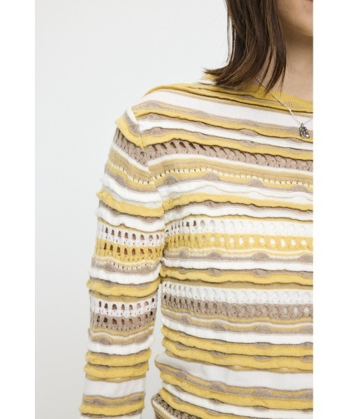 MOUSSY(マウジー)の「【26年SS新作】RANDOM STRIPE OFF SHOULDER トップス(ニット/セーター・レディース・ブルー系その他/イエロー系その他/ブラック/アイボリー/杢グレー・FREE)」の20枚目の写真