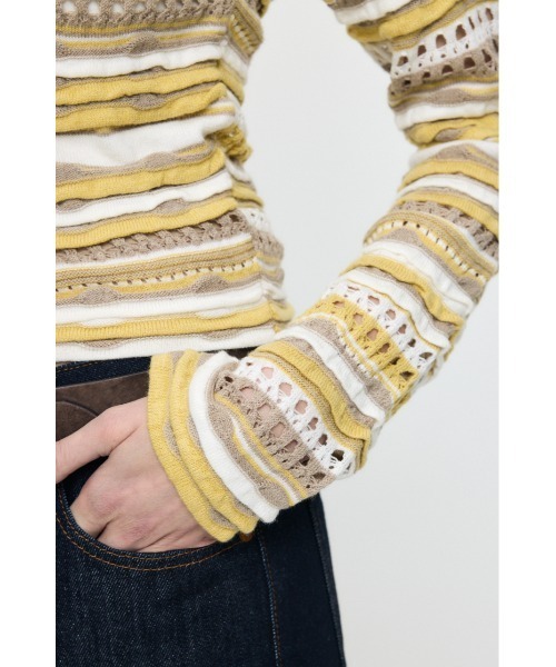 MOUSSY(マウジー)の「【26年SS新作】RANDOM STRIPE OFF SHOULDER トップス(ニット/セーター・レディース・ブルー系その他/イエロー系その他/ブラック/アイボリー/杢グレー・FREE)」の21枚目の写真