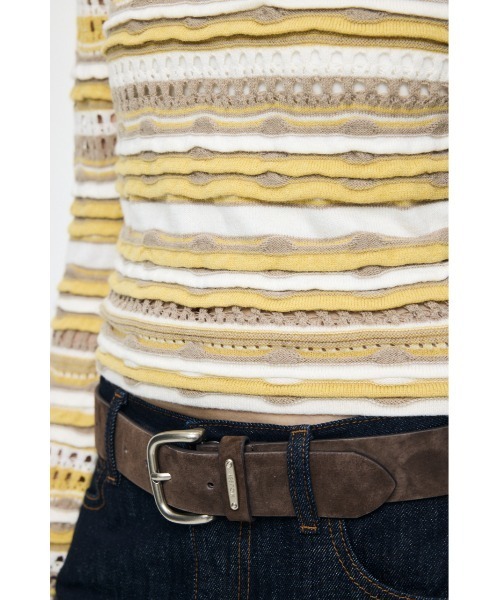 MOUSSY(マウジー)の「【26年SS新作】RANDOM STRIPE OFF SHOULDER トップス(ニット/セーター・レディース・ブルー系その他/イエロー系その他/ブラック/アイボリー/杢グレー・FREE)」の22枚目の写真