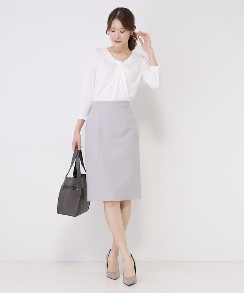 COUP DE CHANCE（クードシャンス）の「【手洗い可／日本製／7分袖】しなやかな落ち感のカットソー（Tシャツ/カットソー・レディース・ブラック/ホワイト/ライトグレー・34/36/38/40）」の7枚目の写真