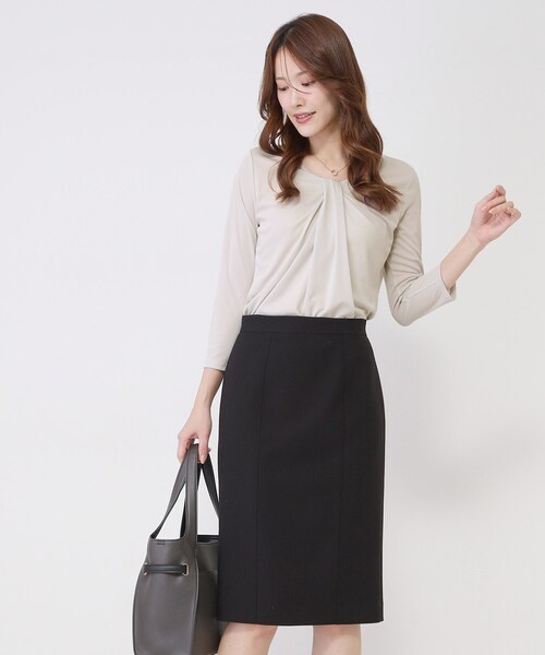 COUP DE CHANCE（クードシャンス）の「【手洗い可／日本製／7分袖】しなやかな落ち感のカットソー（Tシャツ/カットソー・レディース・ブラック/ホワイト/ライトグレー・34/36/38/40）」の9枚目の写真