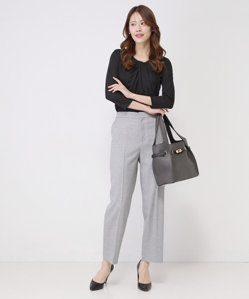 COUP DE CHANCE（クードシャンス）の「【手洗い可／日本製／7分袖】しなやかな落ち感のカットソー（Tシャツ/カットソー・レディース・ブラック/ホワイト/ライトグレー・34/36/38/40）」の14枚目の写真