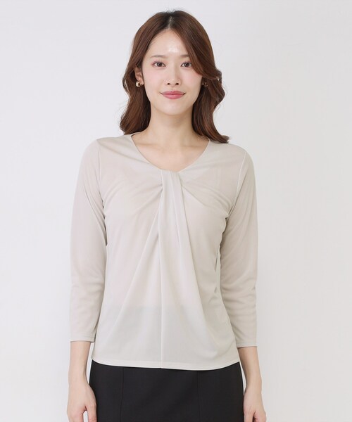 COUP DE CHANCE（クードシャンス）の「【手洗い可／日本製／7分袖】しなやかな落ち感のカットソー（Tシャツ/カットソー・レディース・ブラック/ホワイト/ライトグレー・34/36/38/40）」の16枚目の写真