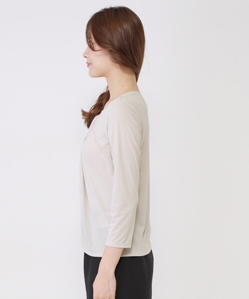 COUP DE CHANCE（クードシャンス）の「【手洗い可／日本製／7分袖】しなやかな落ち感のカットソー（Tシャツ/カットソー・レディース・ブラック/ホワイト/ライトグレー・34/36/38/40）」の17枚目の写真