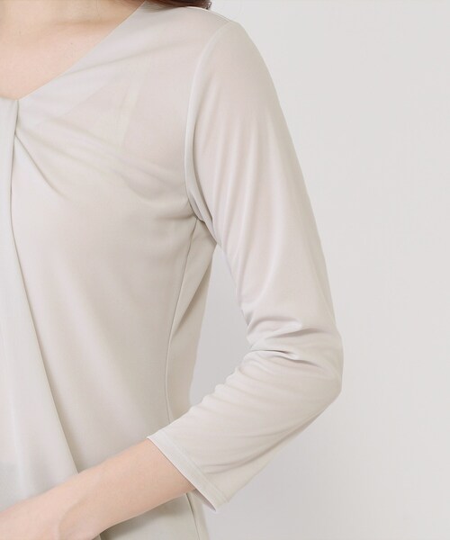 COUP DE CHANCE（クードシャンス）の「【手洗い可／日本製／7分袖】しなやかな落ち感のカットソー（Tシャツ/カットソー・レディース・ブラック/ホワイト/ライトグレー・34/36/38/40）」の20枚目の写真