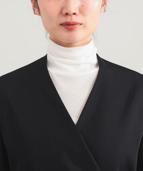 Demi-Luxe BEAMS（デミルクス ビームス）の「ドライカルゼ ベルテッド ジャケット（ノーカラージャケット・レディース・ブラック/ベージュ・36/38）」の9枚目の写真