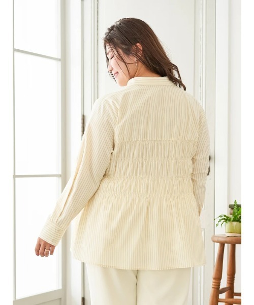Re-J&SUPURE(リジェイアンドスプル)の「【大きいサイズ】【Sasaki Mikiコラボ】ストライプシャーリングブラウス(シャツ/ブラウス・レディース・イエロー/ブルー・XXX-LARGE/XX-LARGE/XXXX-LARGE)」の6枚目の写真