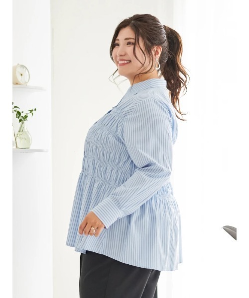 Re-J&SUPURE(リジェイアンドスプル)の「【大きいサイズ】【Sasaki Mikiコラボ】ストライプシャーリングブラウス(シャツ/ブラウス・レディース・イエロー/ブルー・XXX-LARGE/XX-LARGE/XXXX-LARGE)」の20枚目の写真