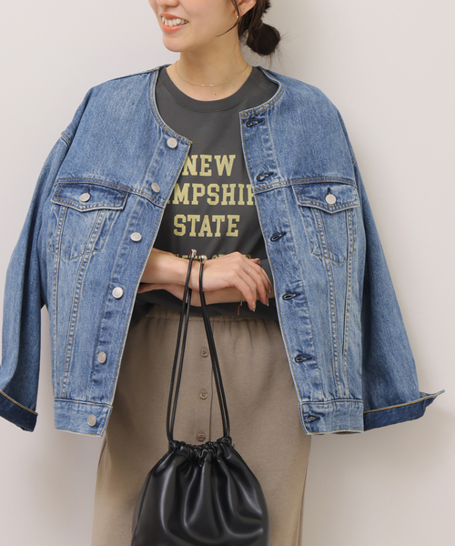 JOURNAL STANDARD relume（ジャーナルスタンダード　レリューム）の「ラグランスリーブカレッジロングスリーブTEE（Tシャツ/カットソー・レディース・ピンク/ライトホワイト/ブラック×ブラック/オフホワイト・FREE）」の10枚目の写真