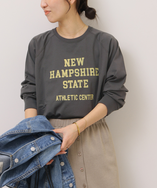 JOURNAL STANDARD relume（ジャーナルスタンダード　レリューム）の「ラグランスリーブカレッジロングスリーブTEE（Tシャツ/カットソー・レディース・ピンク/ライトホワイト/ブラック×ブラック/オフホワイト・FREE）」の11枚目の写真