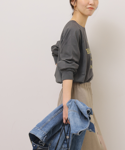 JOURNAL STANDARD relume（ジャーナルスタンダード　レリューム）の「ラグランスリーブカレッジロングスリーブTEE（Tシャツ/カットソー・レディース・ピンク/ライトホワイト/ブラック×ブラック/オフホワイト・FREE）」の13枚目の写真