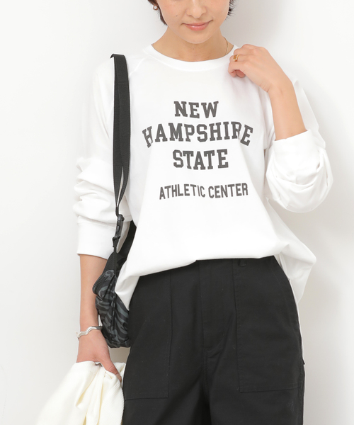 JOURNAL STANDARD relume（ジャーナルスタンダード　レリューム）の「ラグランスリーブカレッジロングスリーブTEE（Tシャツ/カットソー・レディース・ピンク/ライトホワイト/ブラック×ブラック/オフホワイト・FREE）」の18枚目の写真