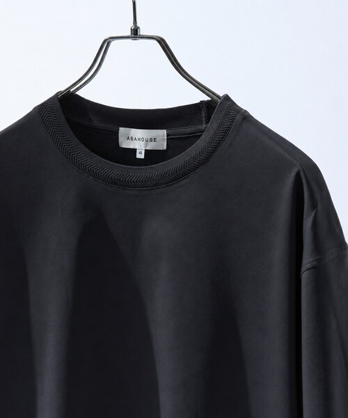 ABAHOUSE(アバハウス)の「KNIT COLLAR コットンポンチ クルーネック半袖Tシャツ / リラックスフィット(Tシャツ/カットソー・メンズ・グレイッシュブルー/ブラック/ホワイト/ベージュ・44/46/48)」の3枚目の写真