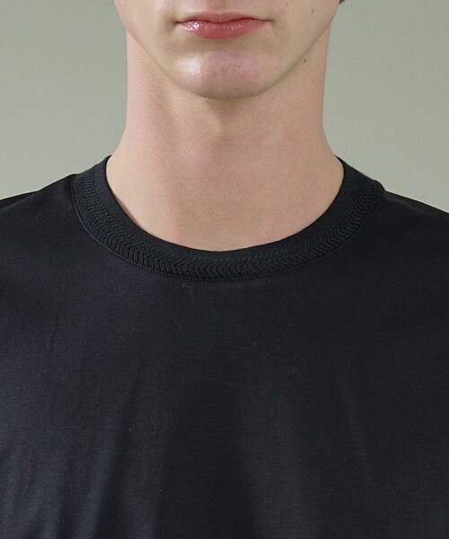 ABAHOUSE(アバハウス)の「KNIT COLLAR コットンポンチ クルーネック半袖Tシャツ / リラックスフィット(Tシャツ/カットソー・メンズ・グレイッシュブルー/ブラック/ホワイト/ベージュ・44/46/48)」の9枚目の写真