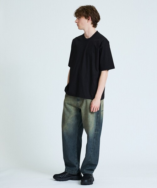 ABAHOUSE(アバハウス)の「KNIT COLLAR コットンポンチ クルーネック半袖Tシャツ / リラックスフィット(Tシャツ/カットソー・メンズ・グレイッシュブルー/ブラック/ホワイト/ベージュ・44/46/48)」の16枚目の写真