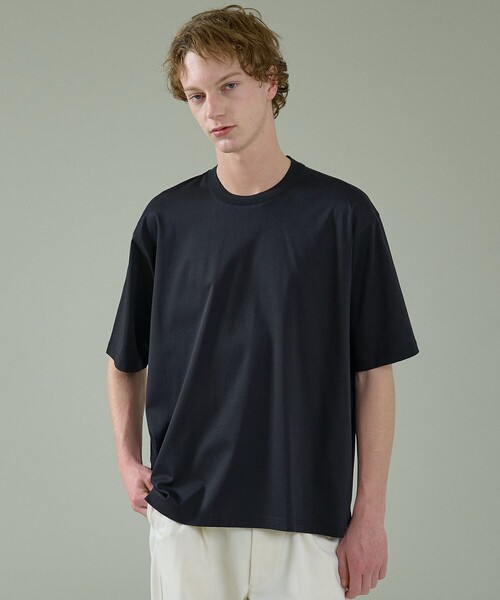 ABAHOUSE(アバハウス)の「KNIT COLLAR コットンポンチ クルーネック半袖Tシャツ / リラックスフィット(Tシャツ/カットソー・メンズ・グレイッシュブルー/ブラック/ホワイト/ベージュ・44/46/48)」の17枚目の写真