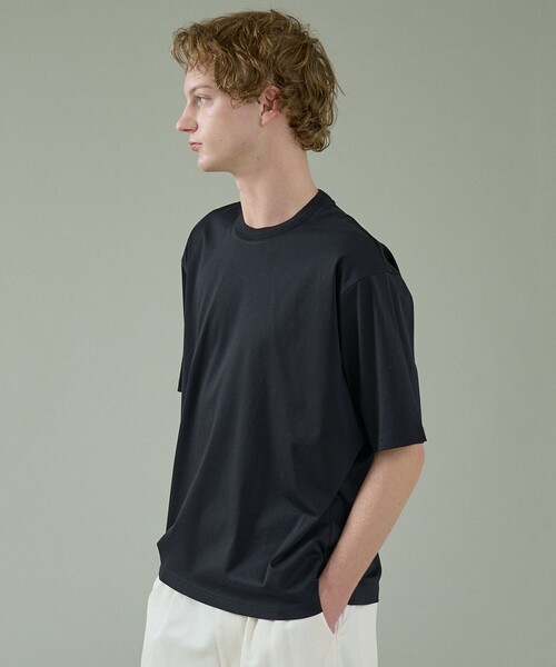 ABAHOUSE(アバハウス)の「KNIT COLLAR コットンポンチ クルーネック半袖Tシャツ / リラックスフィット(Tシャツ/カットソー・メンズ・グレイッシュブルー/ブラック/ホワイト/ベージュ・44/46/48)」の18枚目の写真