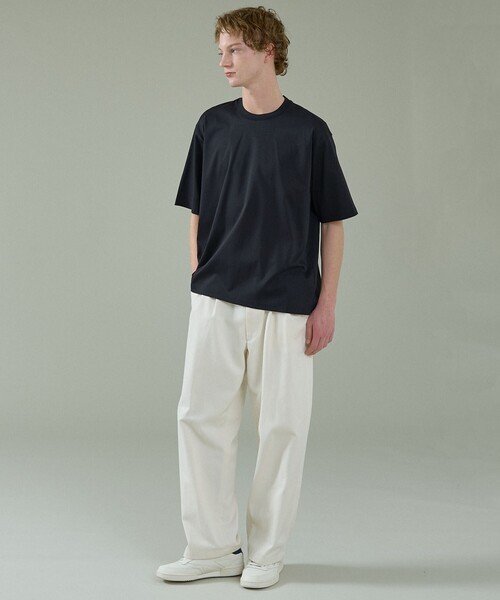 ABAHOUSE(アバハウス)の「KNIT COLLAR コットンポンチ クルーネック半袖Tシャツ / リラックスフィット(Tシャツ/カットソー・メンズ・グレイッシュブルー/ブラック/ホワイト/ベージュ・44/46/48)」の19枚目の写真