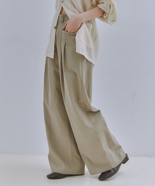 Obis&(オビスアンド)の「【再入荷・新色追加】カーブタックワイドパンツ(その他パンツ・レディース・オリーブ/オフホワイト/チャコールグレー/ブラウン/ブラック・L/M)」の21枚目の写真