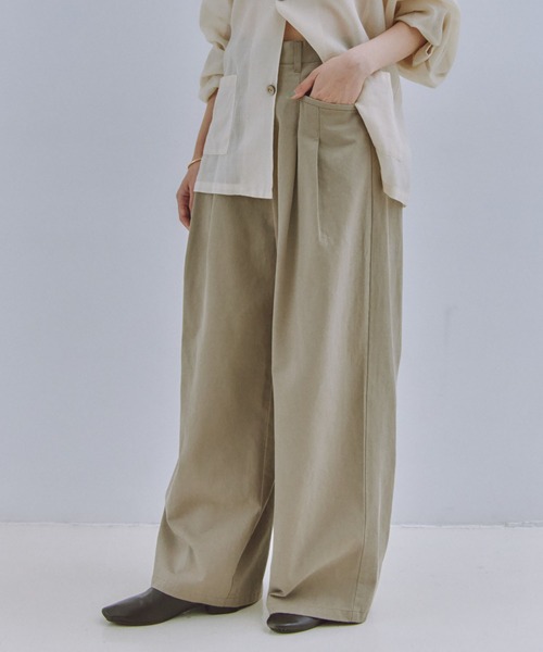 Obis&(オビスアンド)の「【再入荷・新色追加】カーブタックワイドパンツ(その他パンツ・レディース・オリーブ/オフホワイト/チャコールグレー/ブラウン/ブラック・L/M)」の22枚目の写真