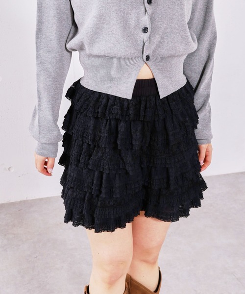 archives（アルシーヴ）の「フリルレーススカショーパン（その他パンツ・レディース・ブラック/オフホワイト・MEDIUM）」の2枚目の写真
