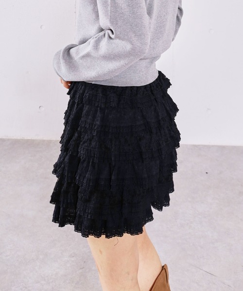 archives（アルシーヴ）の「フリルレーススカショーパン（その他パンツ・レディース・ブラック/オフホワイト・MEDIUM）」の16枚目の写真