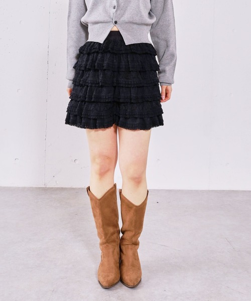 archives（アルシーヴ）の「フリルレーススカショーパン（その他パンツ・レディース・ブラック/オフホワイト・MEDIUM）」の13枚目の写真