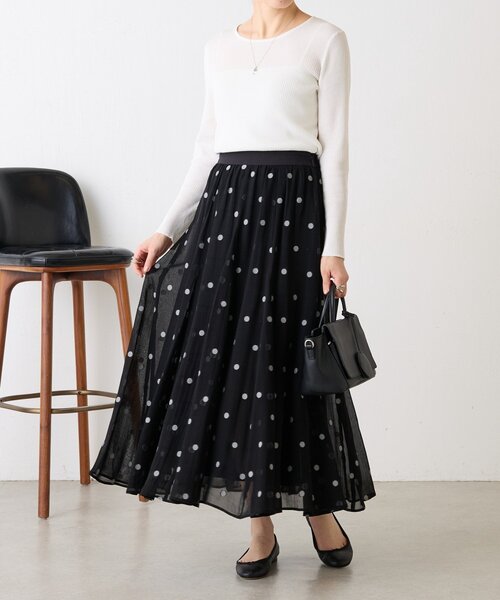 BEARDSLEY(ビアズリー)の「シアードットジャガードスカート(スカート・レディース・ブラック・FREE)」の5枚目の写真