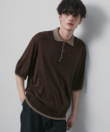 【CIYOT】ダブルカラー レイヤード 半袖ニットポロシャツ