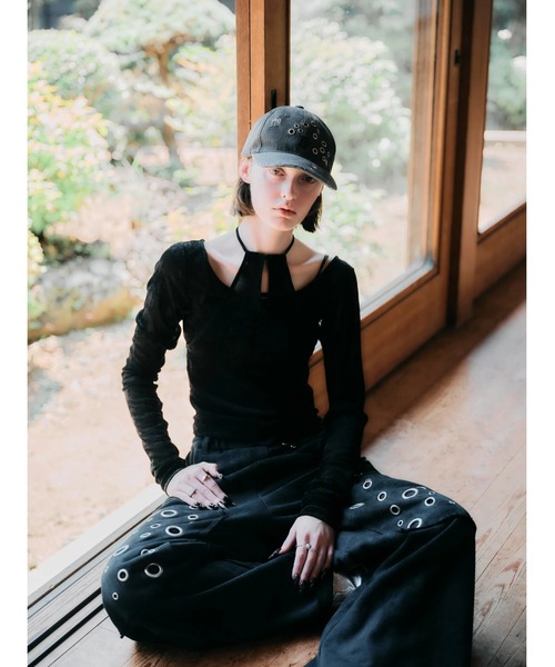 TAJEN:T シアーベロアホルターネックトップス/ セットアイテム TAJEN:T】SHEER VELOUR HALTERNECK TOPS/シアーベロアホルターネック