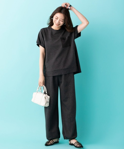 UNDOVE（アンドゥーブ）の「【ＳＥＪＬ】切替ゆったりパンツ（その他パンツ・レディース・チャコール/アイボリー・X-LARGE/LARGE/MEDIUM/SMALL）」の5枚目の写真