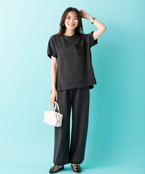 UNDOVE（アンドゥーブ）の「【ＳＥＪＬ】切替ゆったりパンツ（その他パンツ・レディース・チャコール/アイボリー・X-LARGE/LARGE/MEDIUM/SMALL）」の8枚目の写真