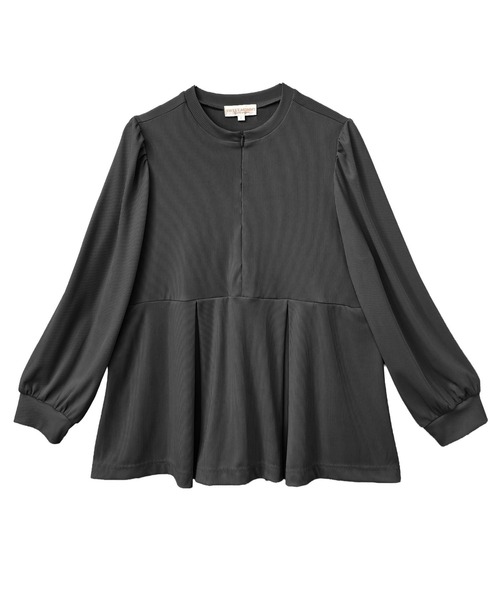 SweetMommy（スウィートマミー）の「フロントジップ ペプラムトップス [マタニティ 授乳 産前産後]（マタニティウェア/グッズ・レディース・ブラック/ライトベージュ・FREE）」の11枚目の写真