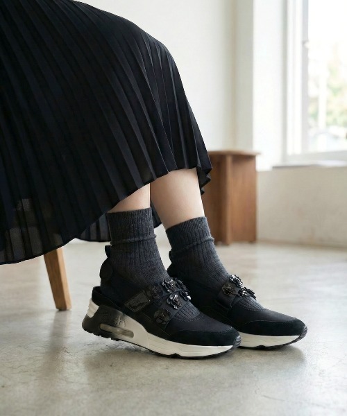 ASH(アッシュ)の「アッシュ【LOTUS】フラワースニーカーサンダル スポサン ウェッジソール メリージェーンサンダル ストラップ ベルト 5.5cmヒール(サンダル・レディース・ブラック・37/36/35/39/38/40)」の1枚目の写真