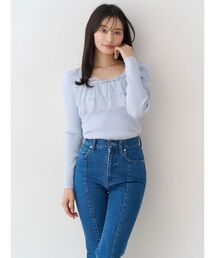 MERCURYDUO | 異素材レースフリルニット(ニット/セーター)