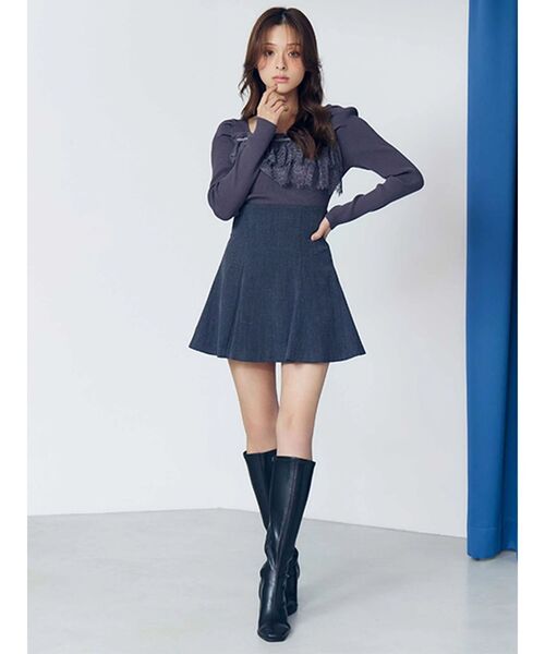 MERCURYDUO（マーキュリーデュオ）の「異素材レースフリルニット（ニット/セーター・レディース・ライトブルー/チャコールグレー/オフホワイト・FREE）」の8枚目の写真