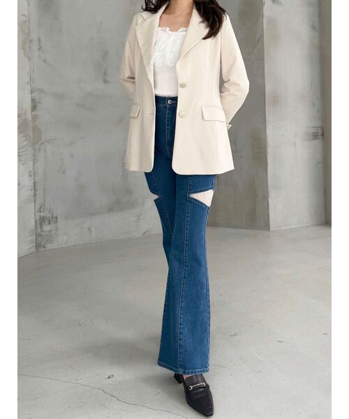 MERCURYDUO（マーキュリーデュオ）の「異素材レースフリルニット（ニット/セーター・レディース・ライトブルー/チャコールグレー/オフホワイト・FREE）」の18枚目の写真